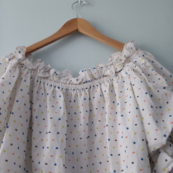 Caroline Constas Gia Cotton Off-Shoulder Puff Sleeve Blouse L - Picture 5 of 9